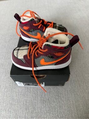 Jordan Kids' Burgundy & Orange Mid-Top Sneakers